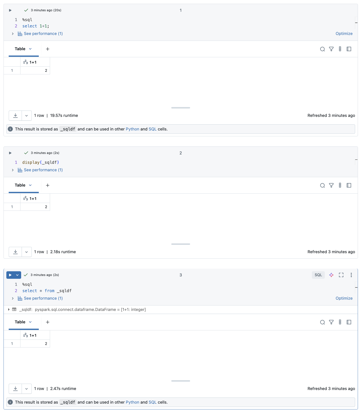 sql results dataframe